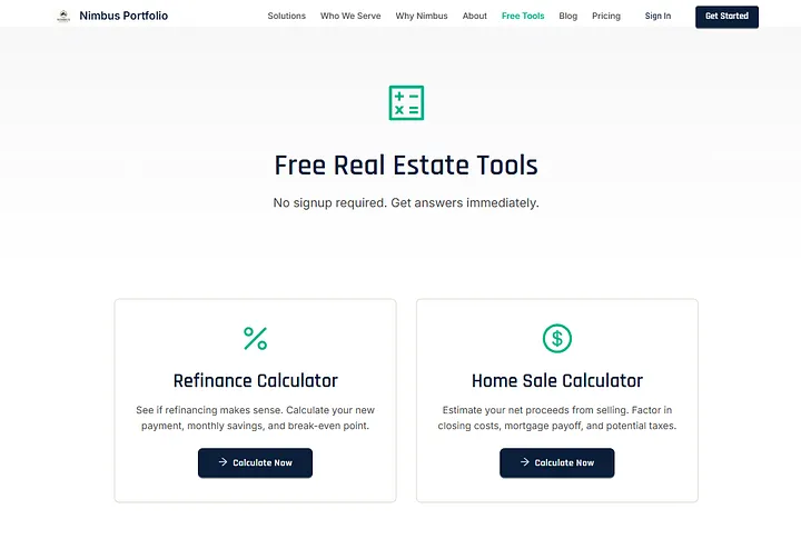 Free Real Estate Tools - Refinance Calculator and Home Sale Calculator