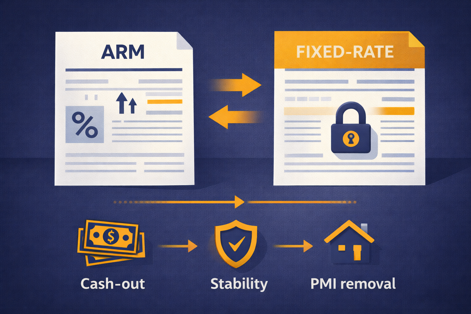 ARM converting to Fixed-Rate mortgage with icons
